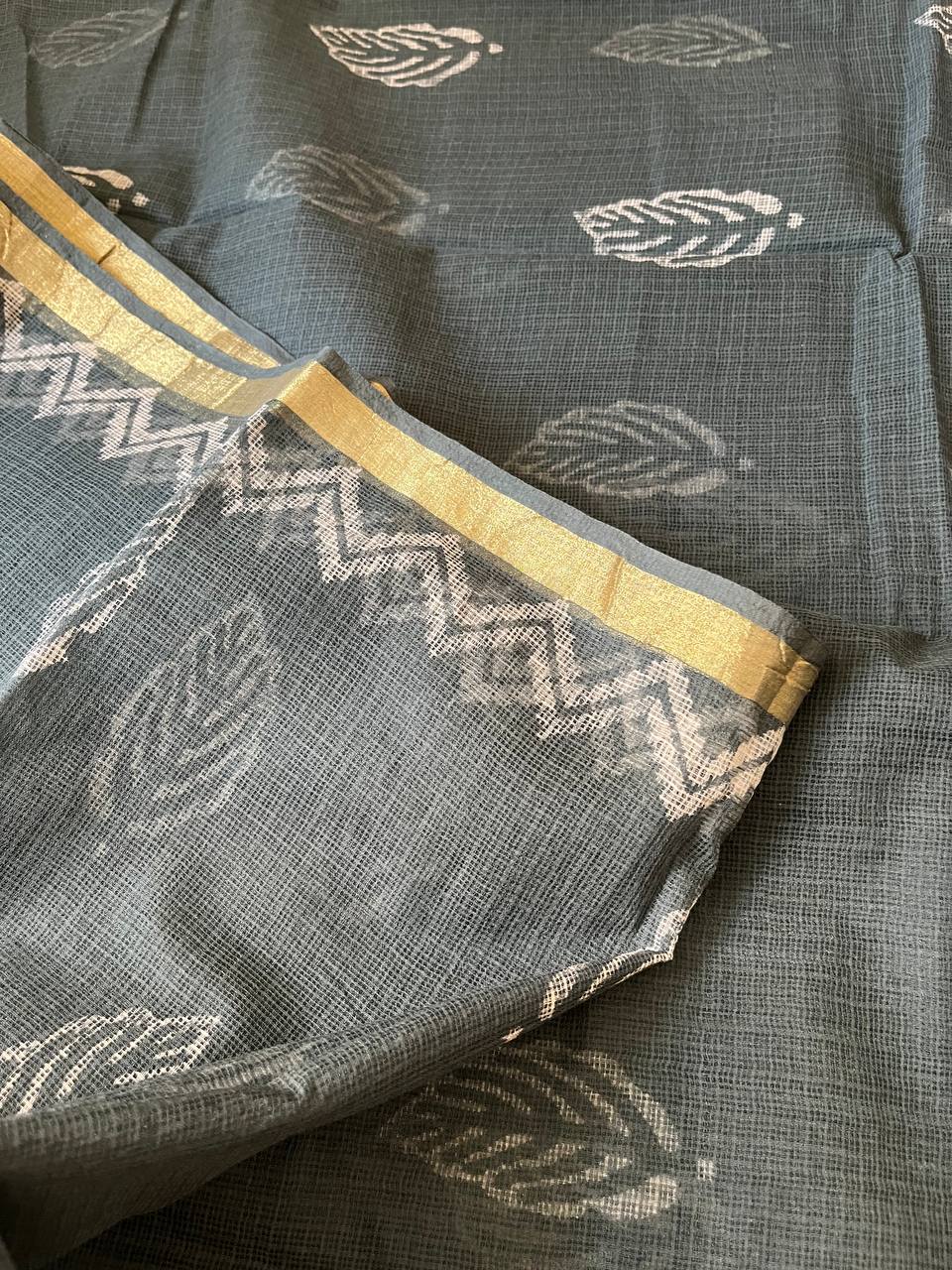 Handblock Printed With Natural Color Kota Doria Saree