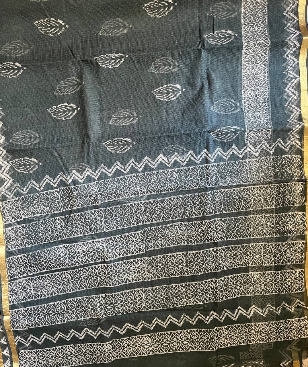 Handblock Printed With Natural Color Kota Doria Saree