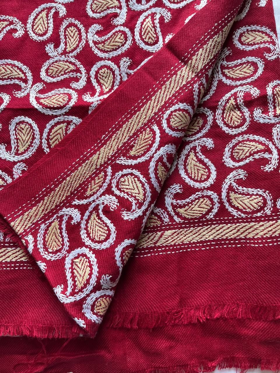 Kantha Hand Embroidered Warm Shawl (Maroon)