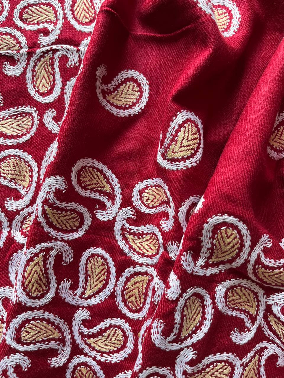 Kantha Hand Embroidered Warm Shawl (Maroon)