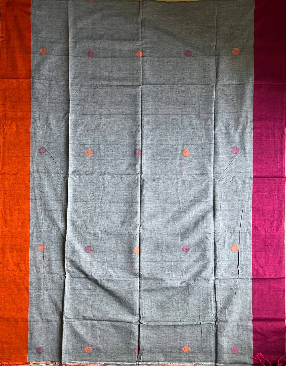 Handspun Mercerized Cotton Saree (Handloom Marked) – Grey