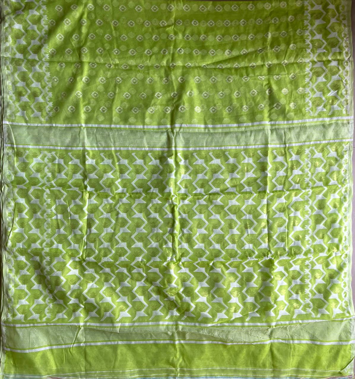 Soft Dhakai/Jamdani Saree – Light Green