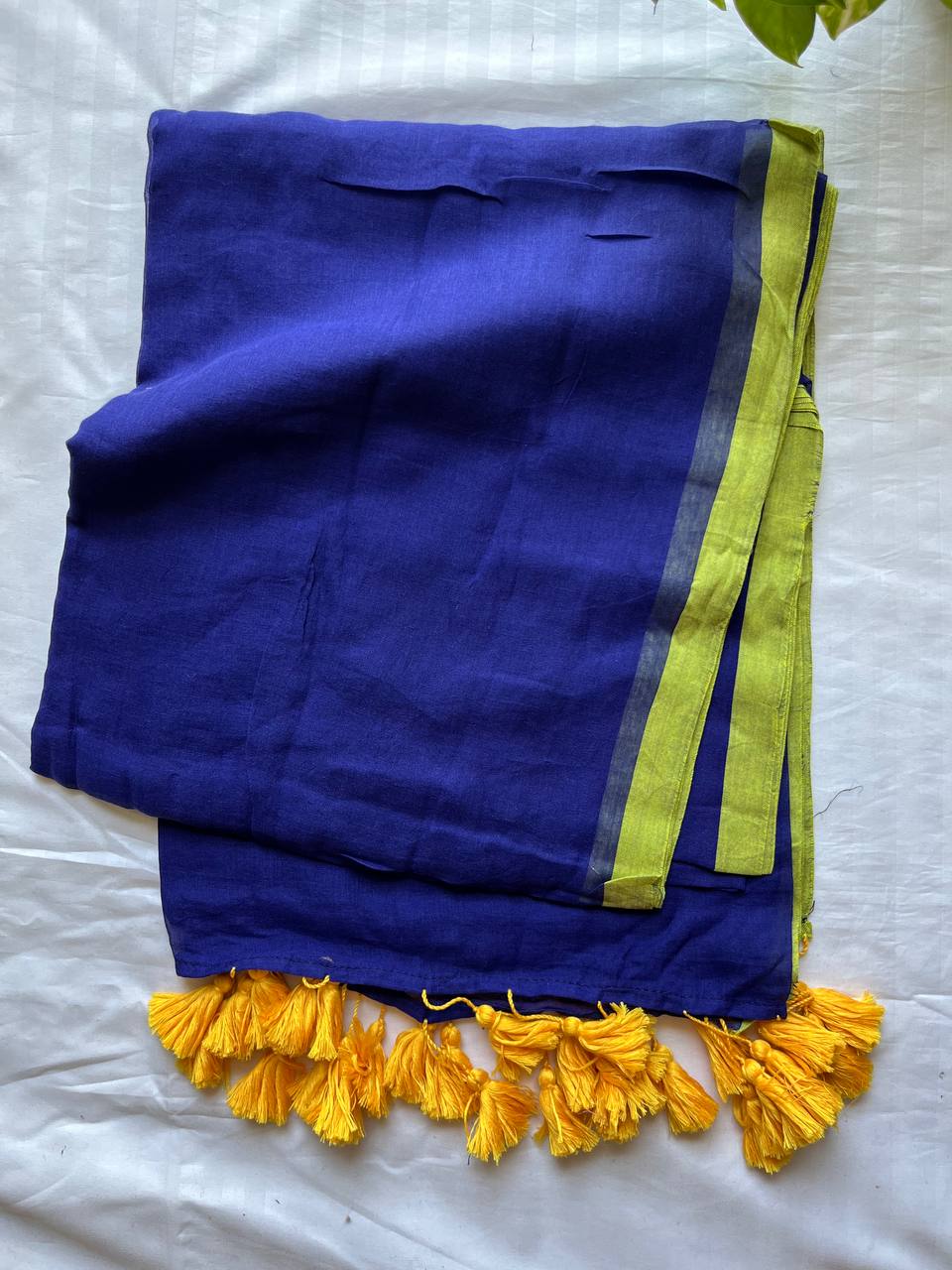 Plain Mul Cotton Saree- Dark Blue