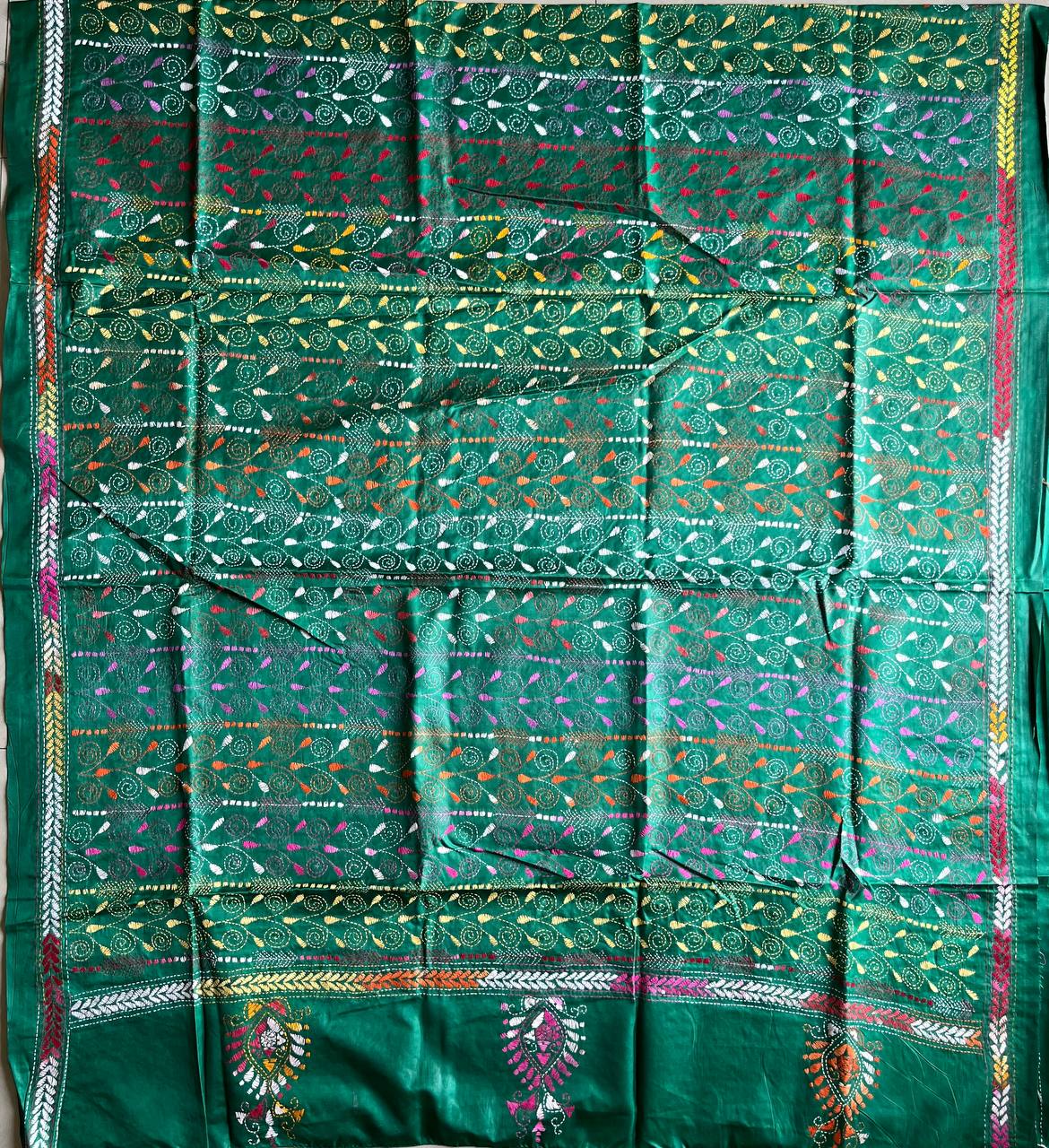 Kantha Hand Embroidary Full Work Art Silk Dupatta 44″