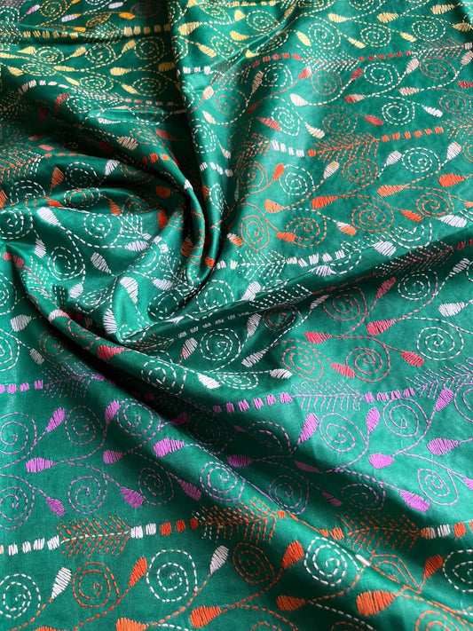 Kantha Hand Embroidary Full Work Art Silk Dupatta 44″