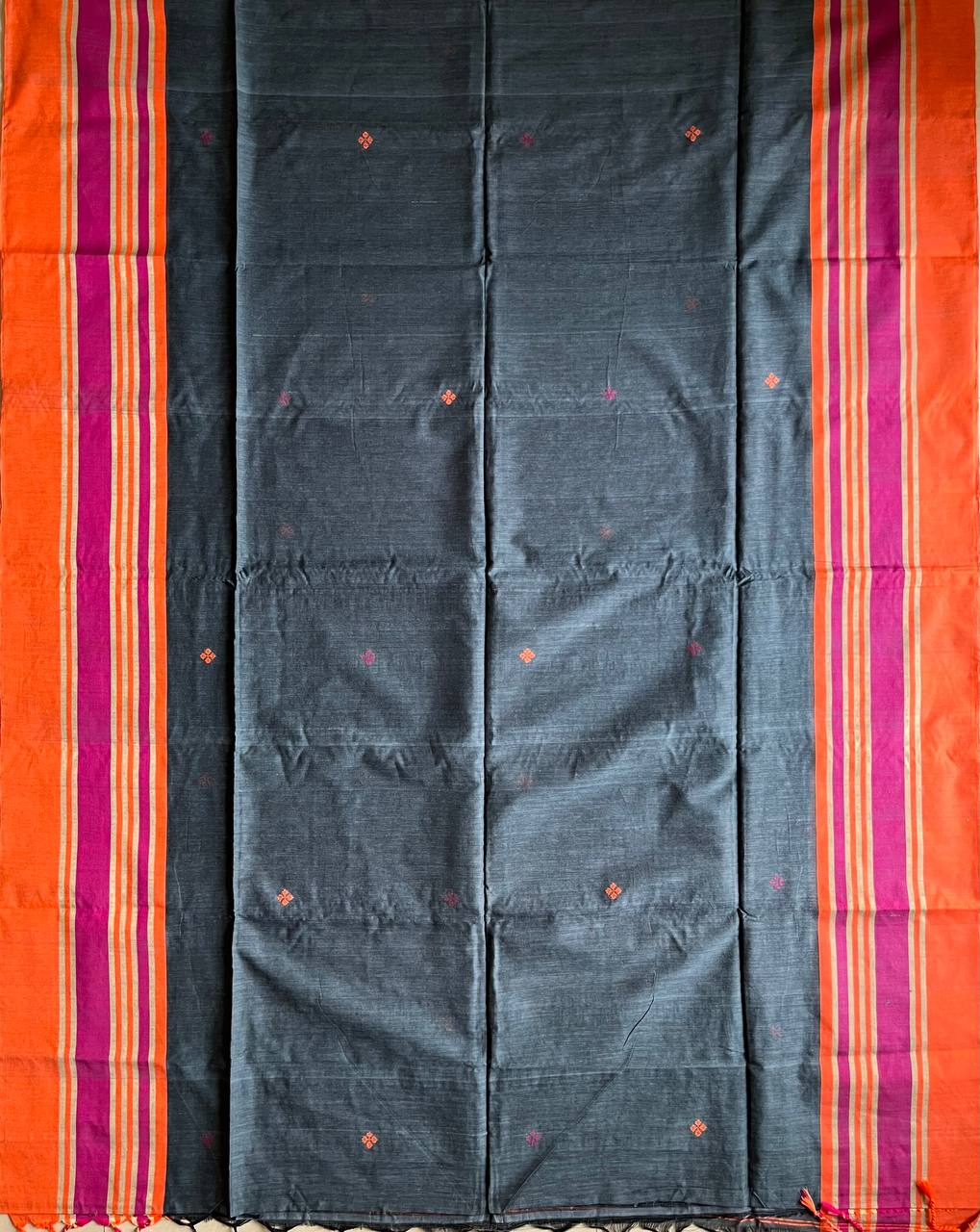 Handspun Mercerized Cotton Saree (Handloom Marked) - Black