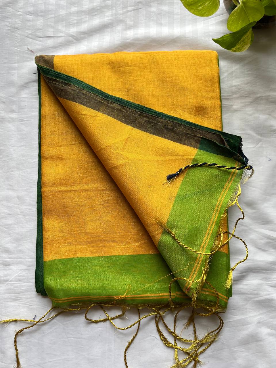 Tissue Khadi Both Side Border Saree With Blouse