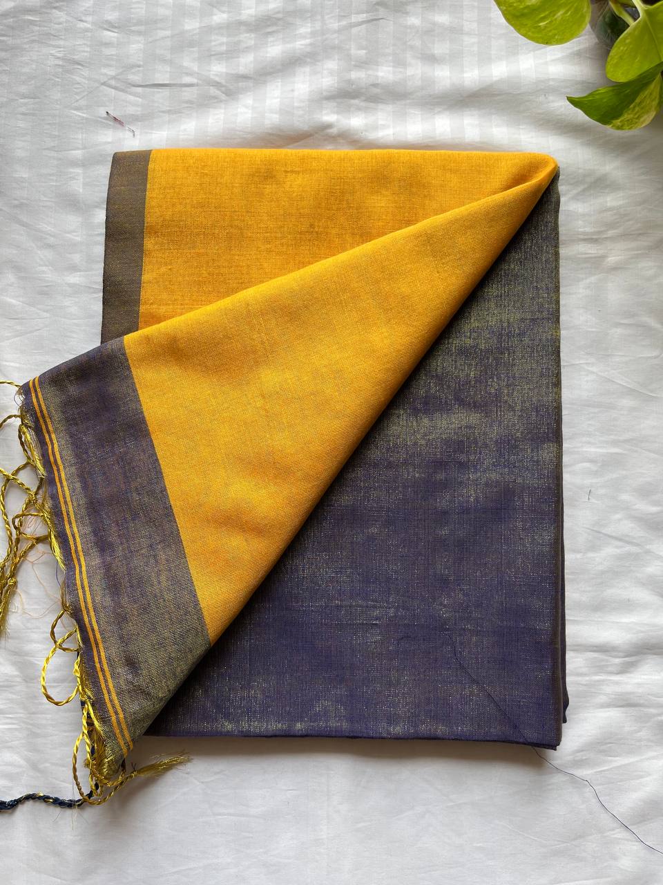 Tissue Khadi Both Side Border Saree With Blouse