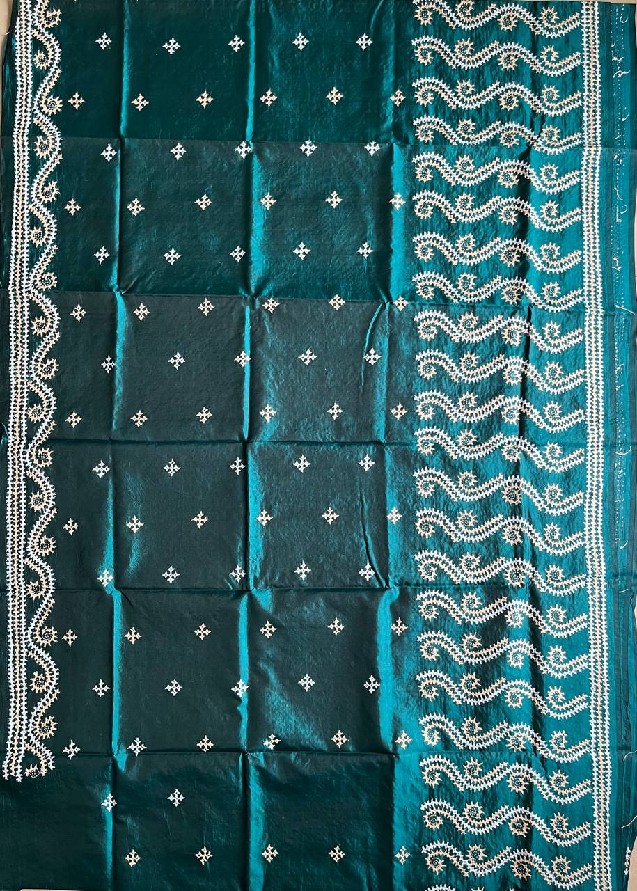 Kutch Hand Embroidered Pure Banglore Silk Saree – (Silk Marked)