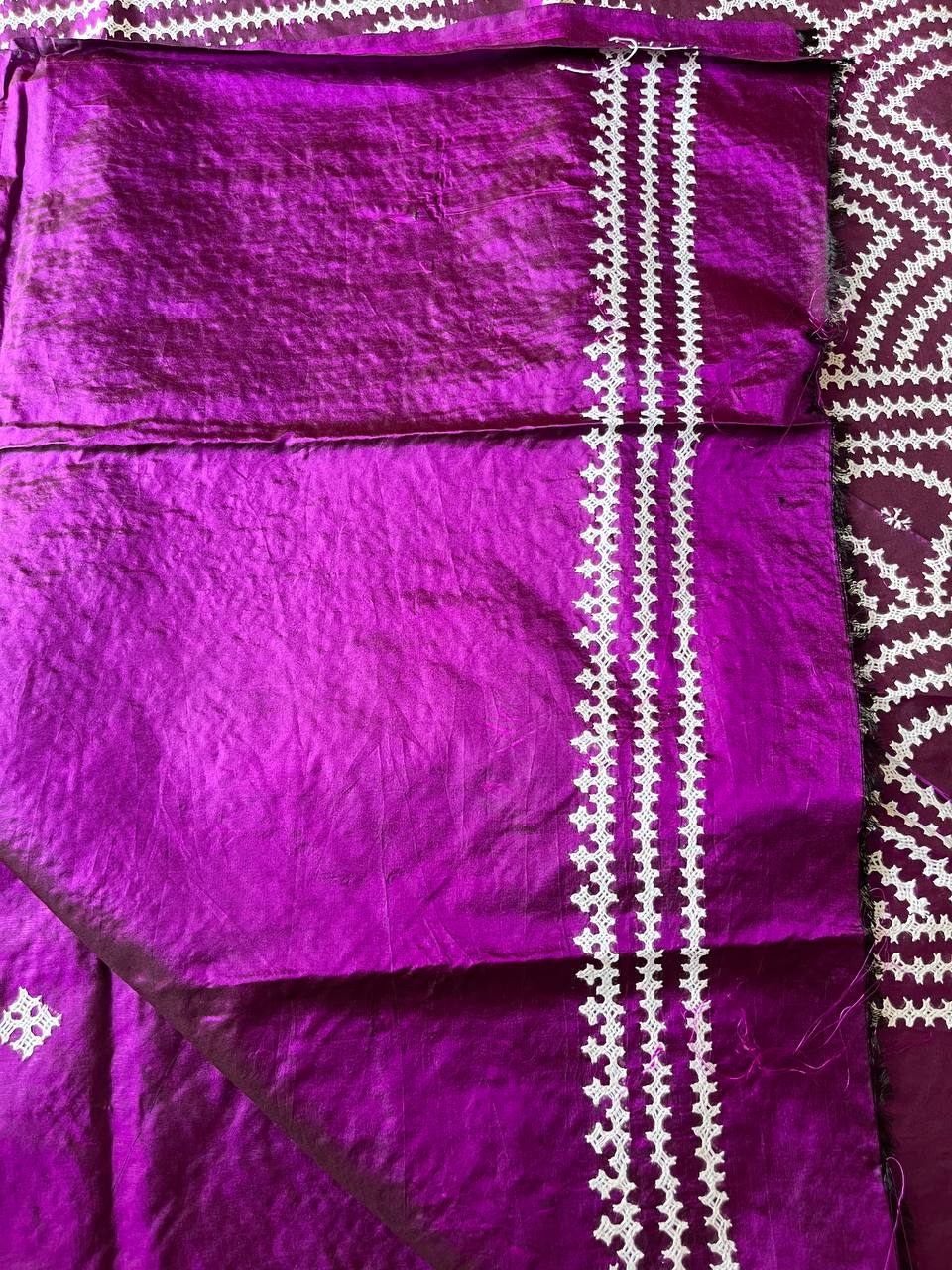 Purple Kutch Hand Embroidered Pure Banglore Silk Saree – (Silk Marked)