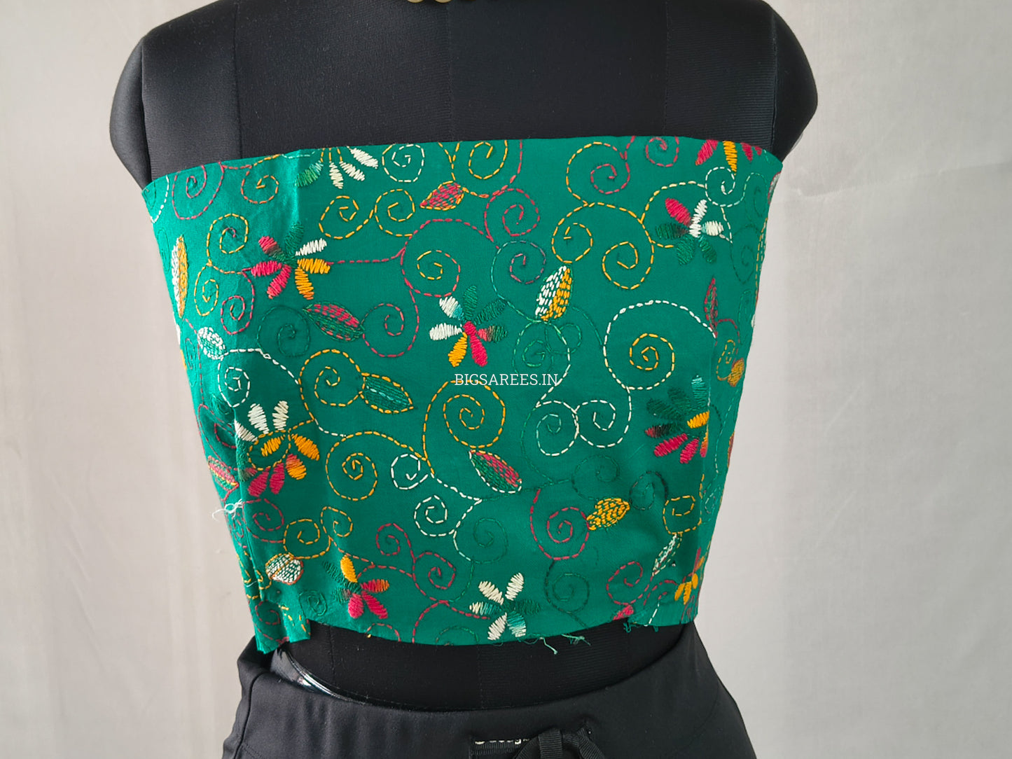 Kantha Stitch Semi Tussar with Blouse | Hand-Embroidered | Yellow