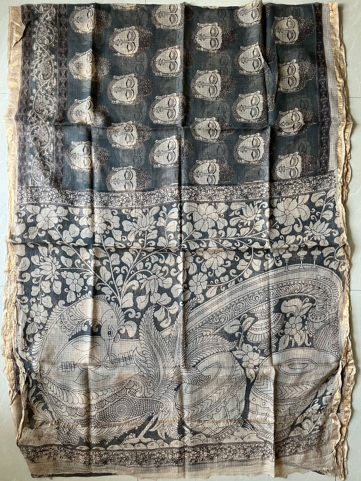 Kalamkari Print Kota Doria Cotton Saree