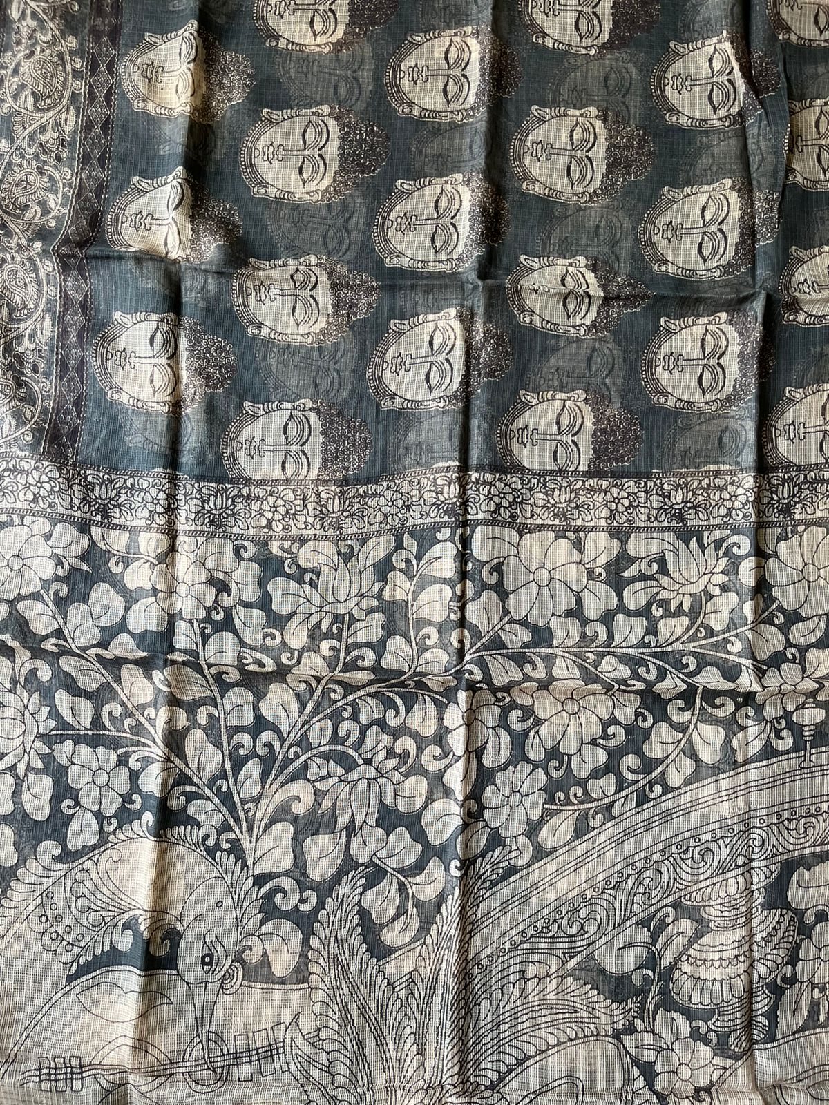 Kalamkari Print Kota Doria Cotton Saree