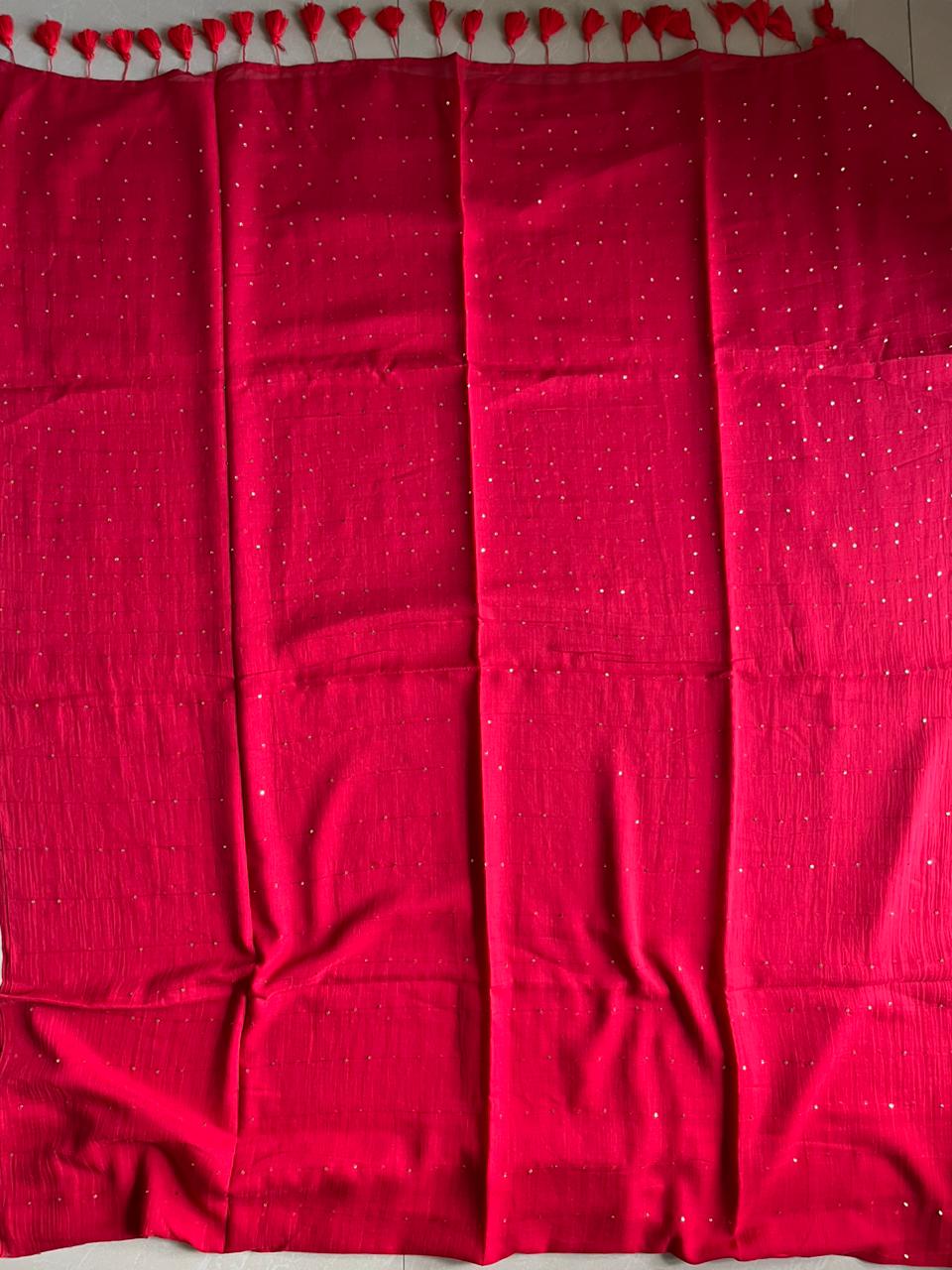 Jonaki Design Mul Cotton Saree-Red