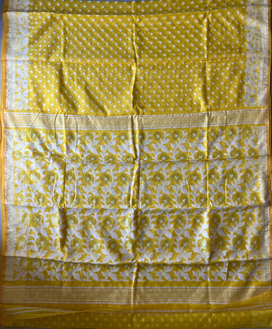 White & Yellow Dhakai/Jamdani Saree