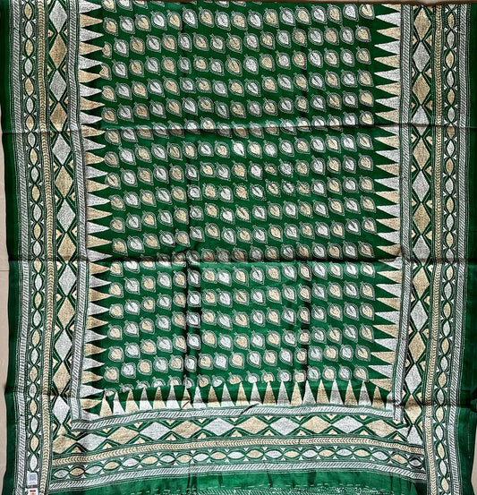 Kantha Hand Embroidary Full Work Pure Banglore Silk Dupatta. (With Silk Mark)