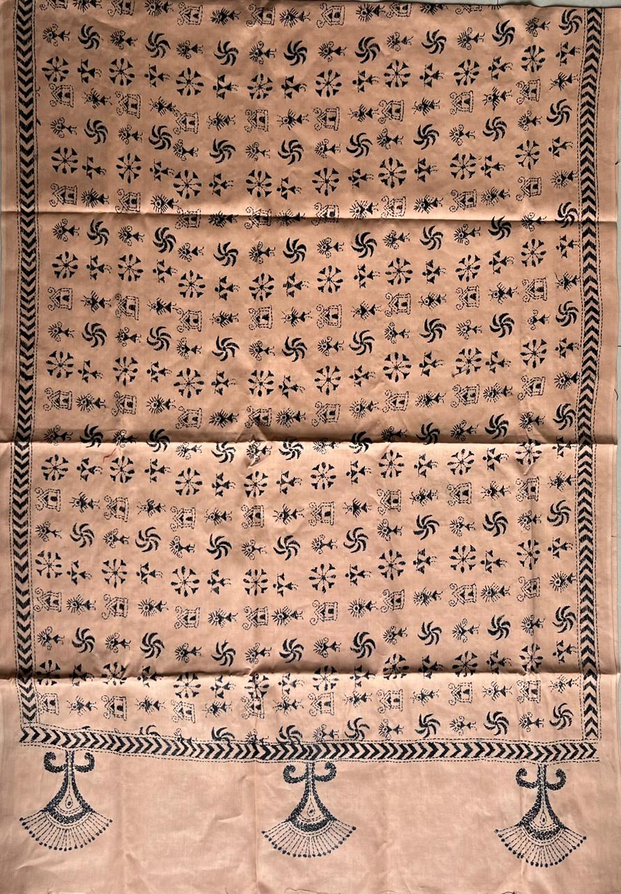 Kantha Hand Embroidary Full Work Pure Cotton Dupatta – Beige “36”