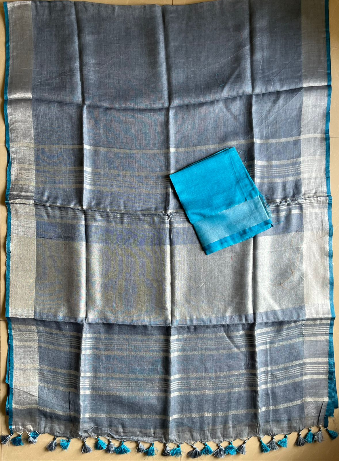 Bhagalpuri Linen By Linen Saree – Grey