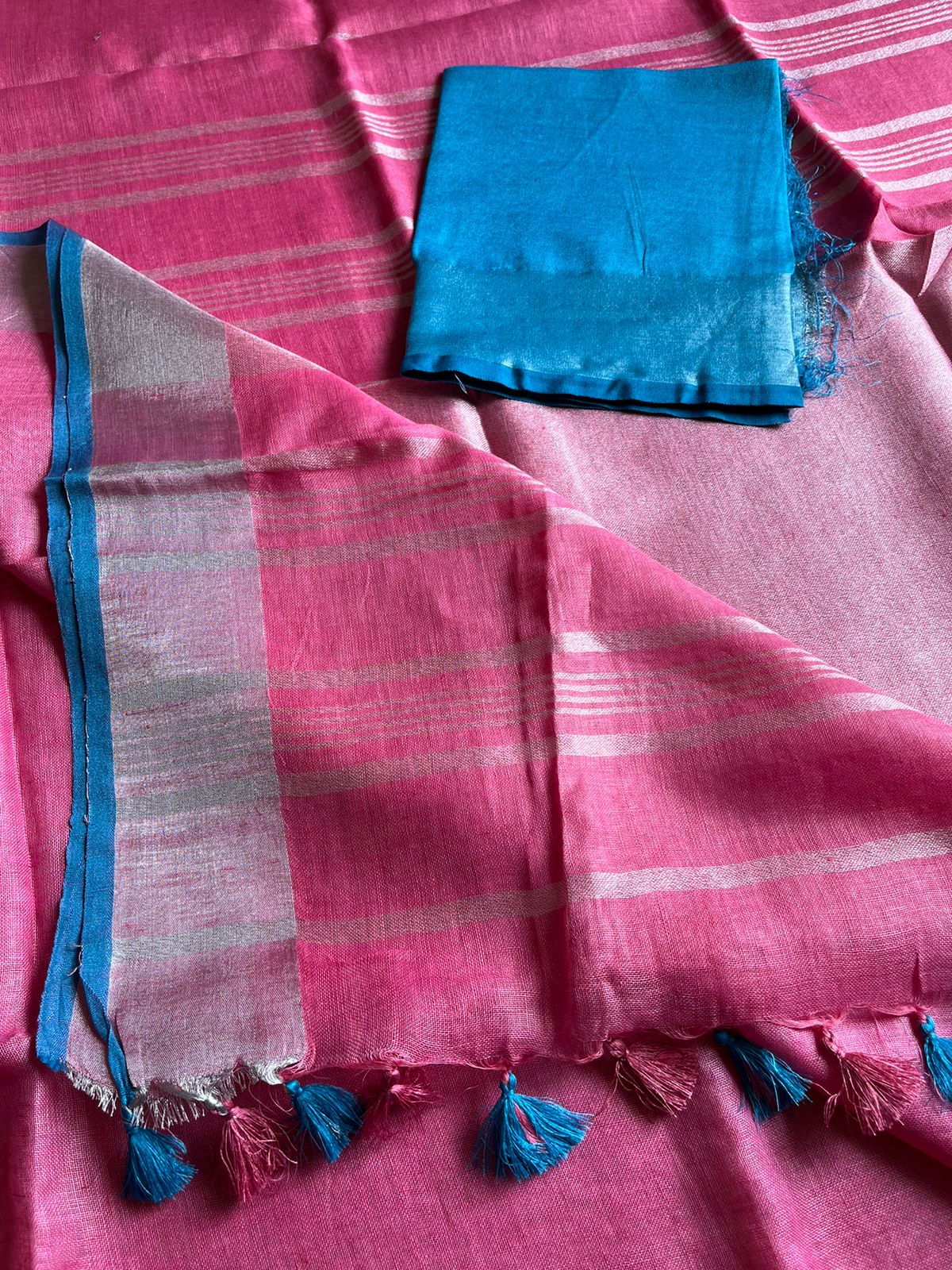 Bhagalpuri Linen By Linen Saree – Pink