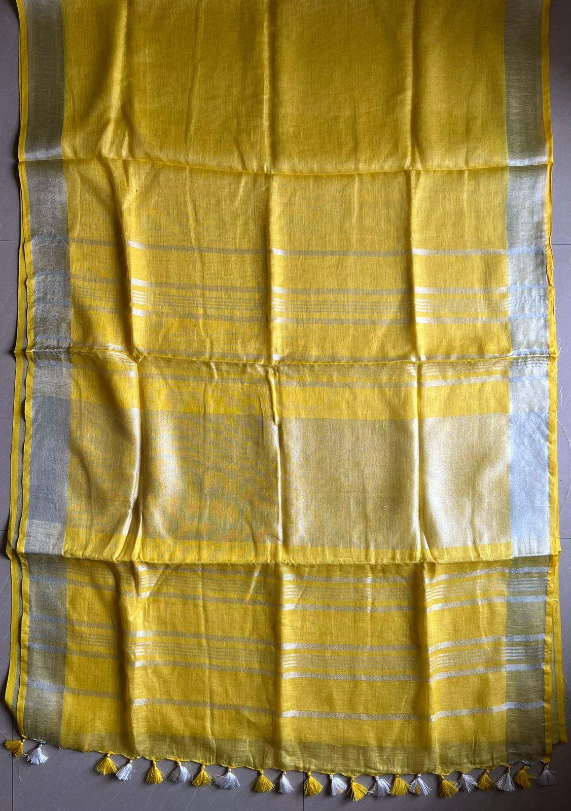 Bhagalpuri Linen By Linen Saree – Yellow