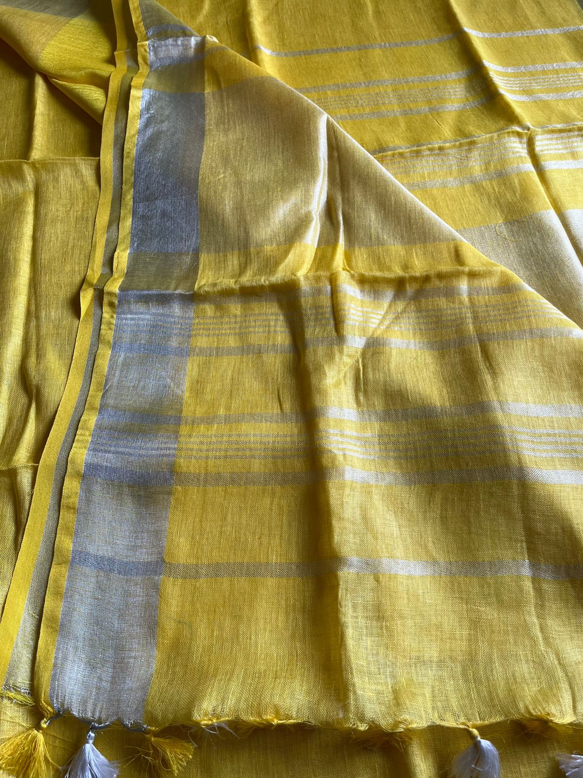 Bhagalpuri Linen By Linen Saree – Yellow