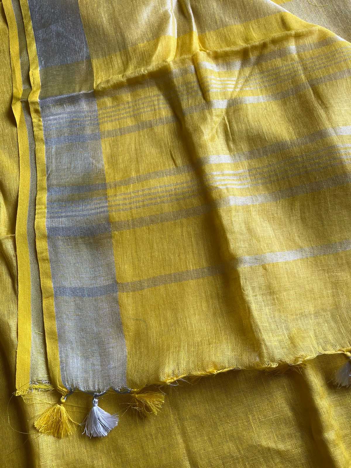 Bhagalpuri Linen By Linen Saree – Yellow