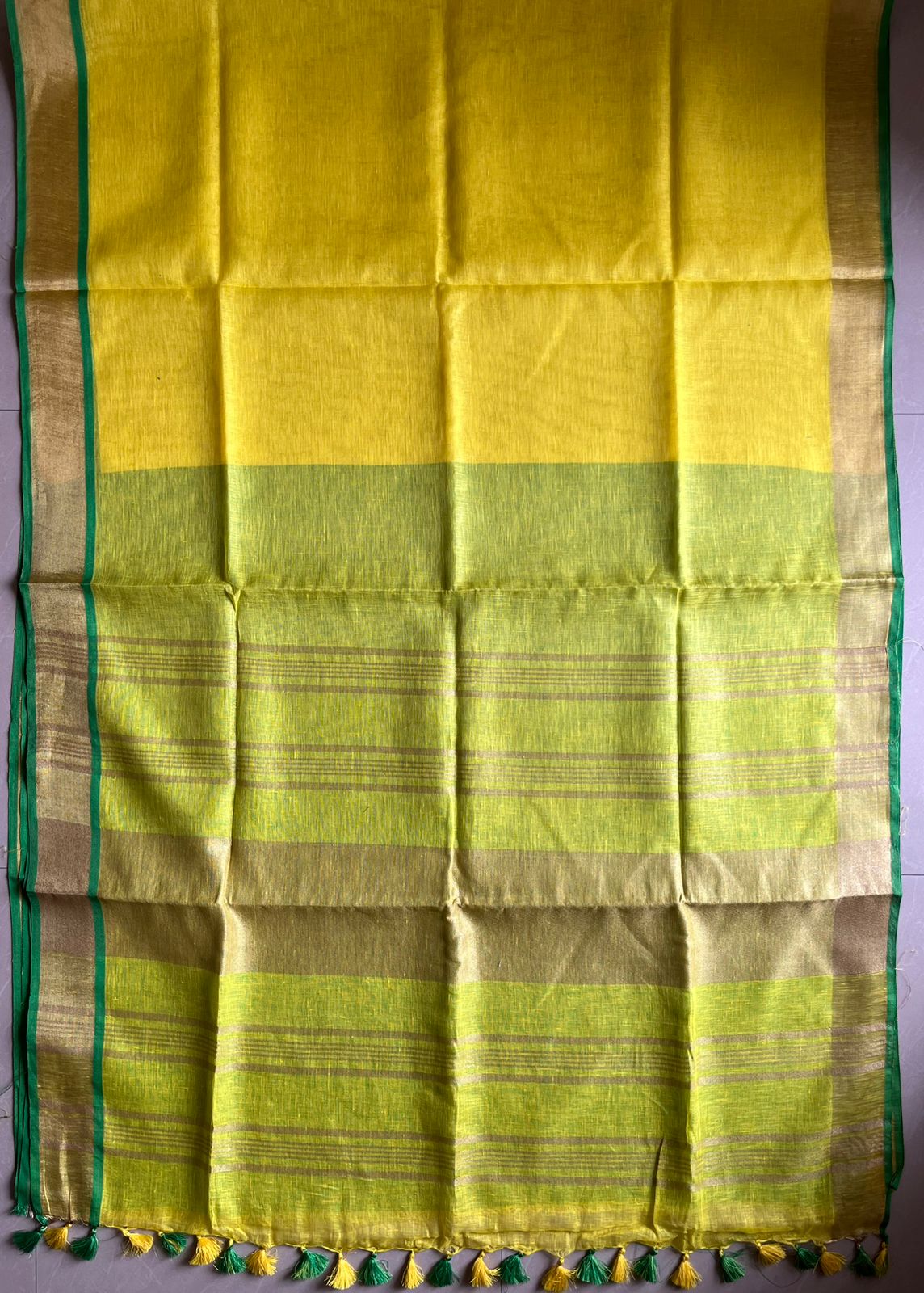 Bhagalpuri Linen By Linen Saree – Yelow