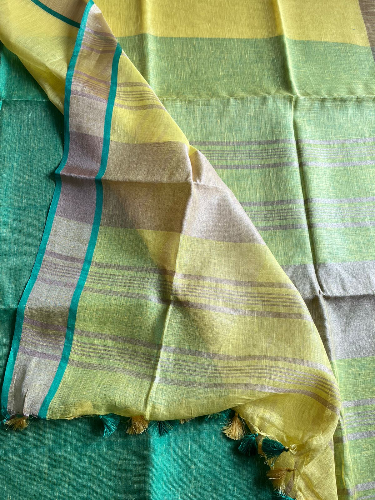 Bhagalpuri Linen By Linen Saree – Yelow