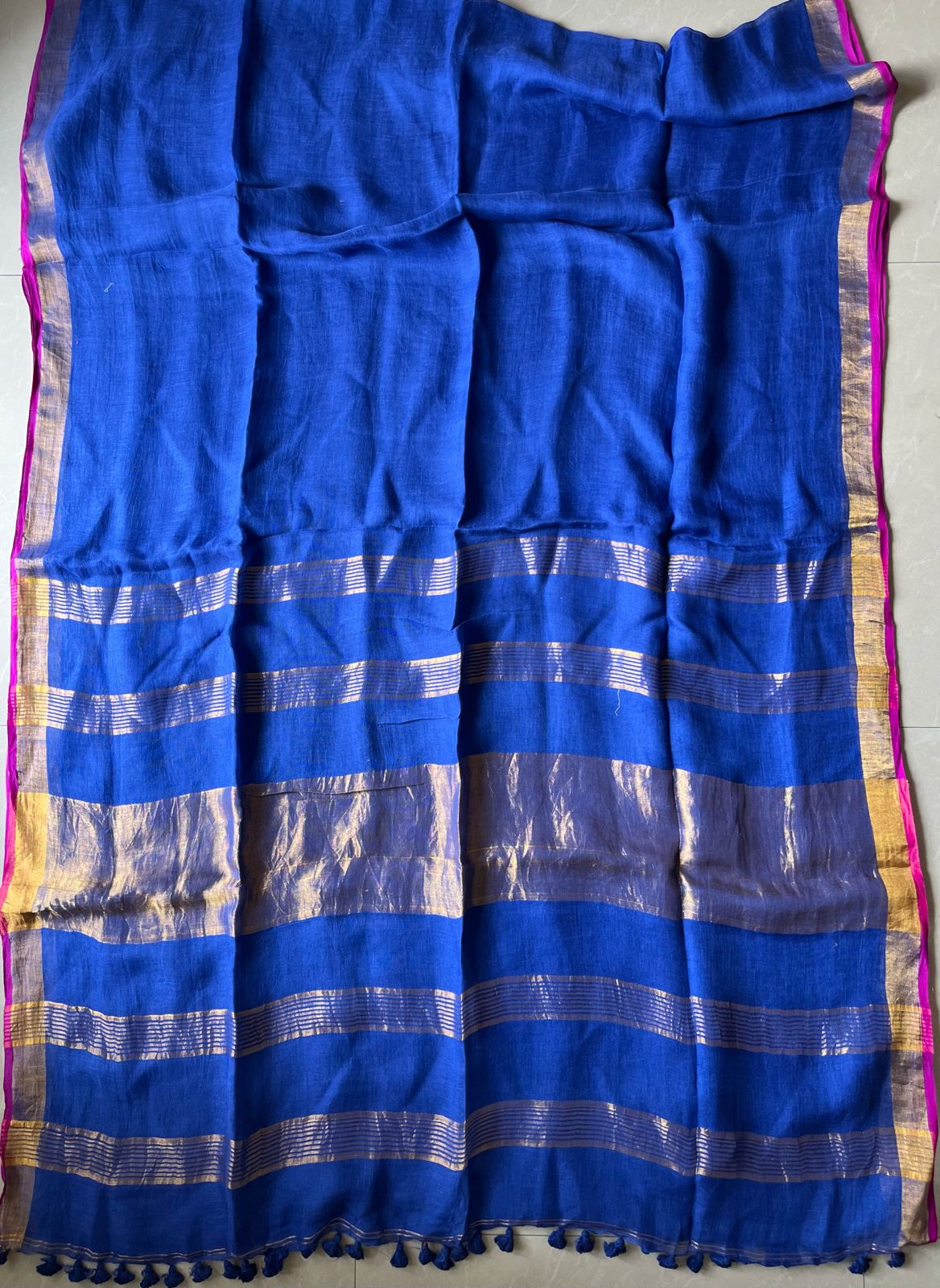 Maheshwari Linen By Linen Saree – Blue