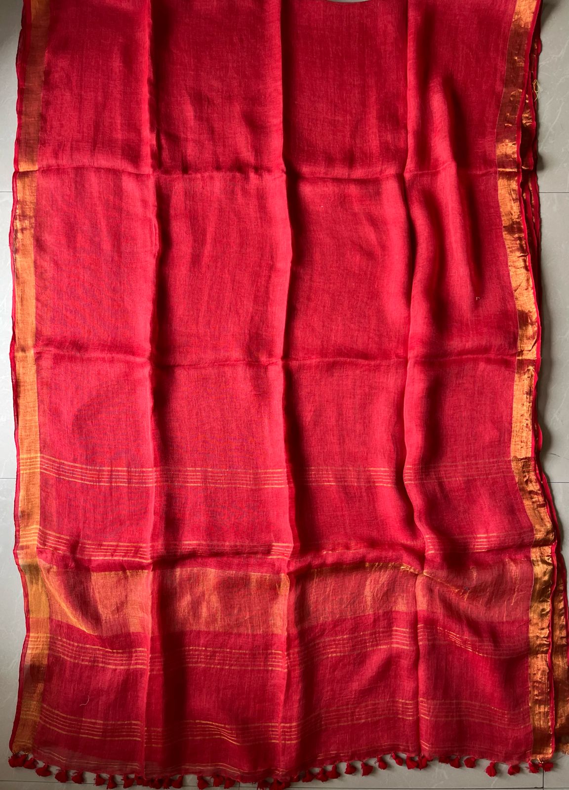 Maheshwari Linen By Linen Saree – Red