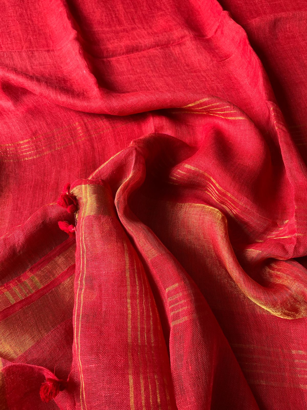 Maheshwari Linen By Linen Saree – Red