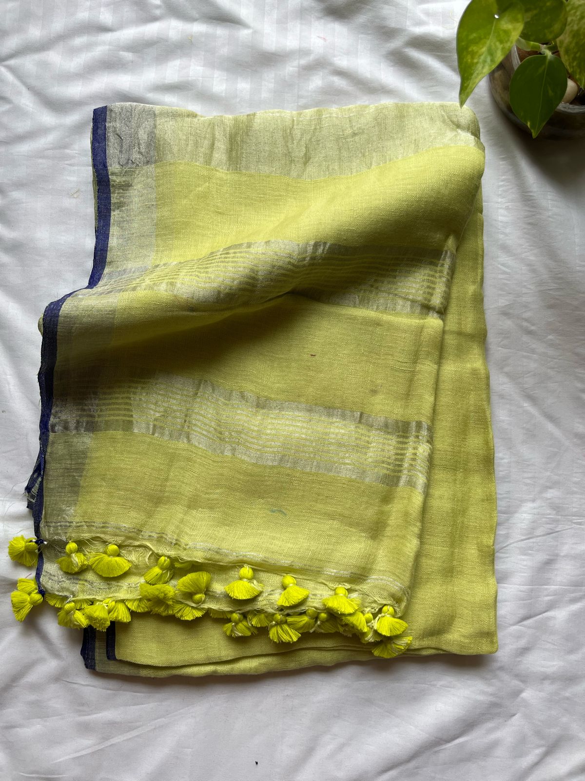 Maheshwari Linen By Linen Saree – lemon green