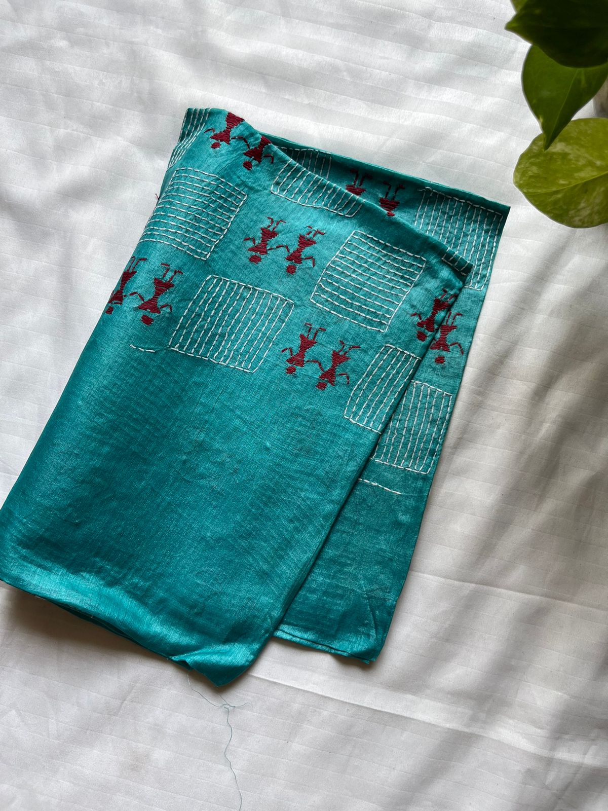 Kantha Stitch Pure Silk Blouse Piece