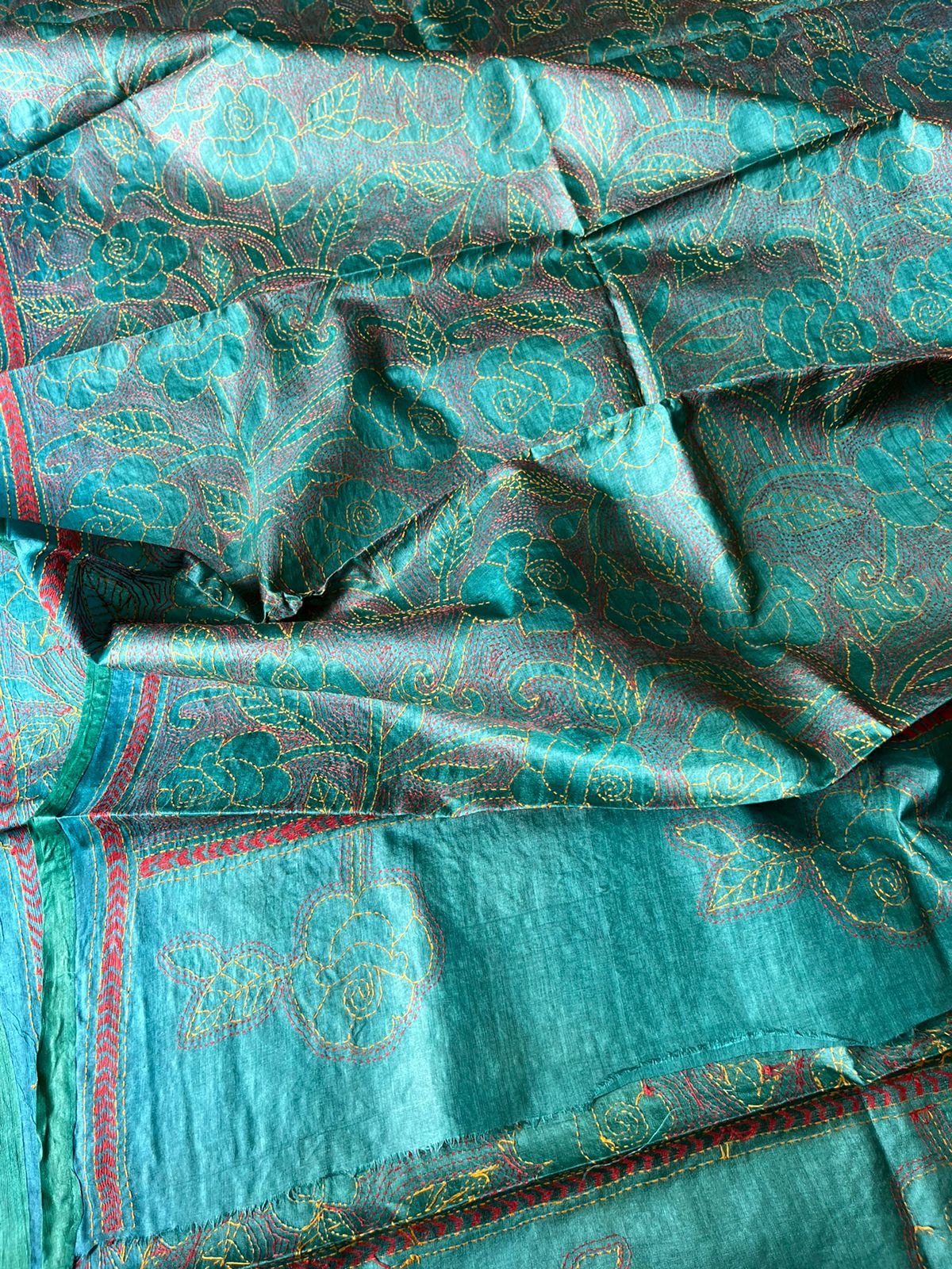 Pure Tusshar Silk Hand Embroidered Dupatta 36"