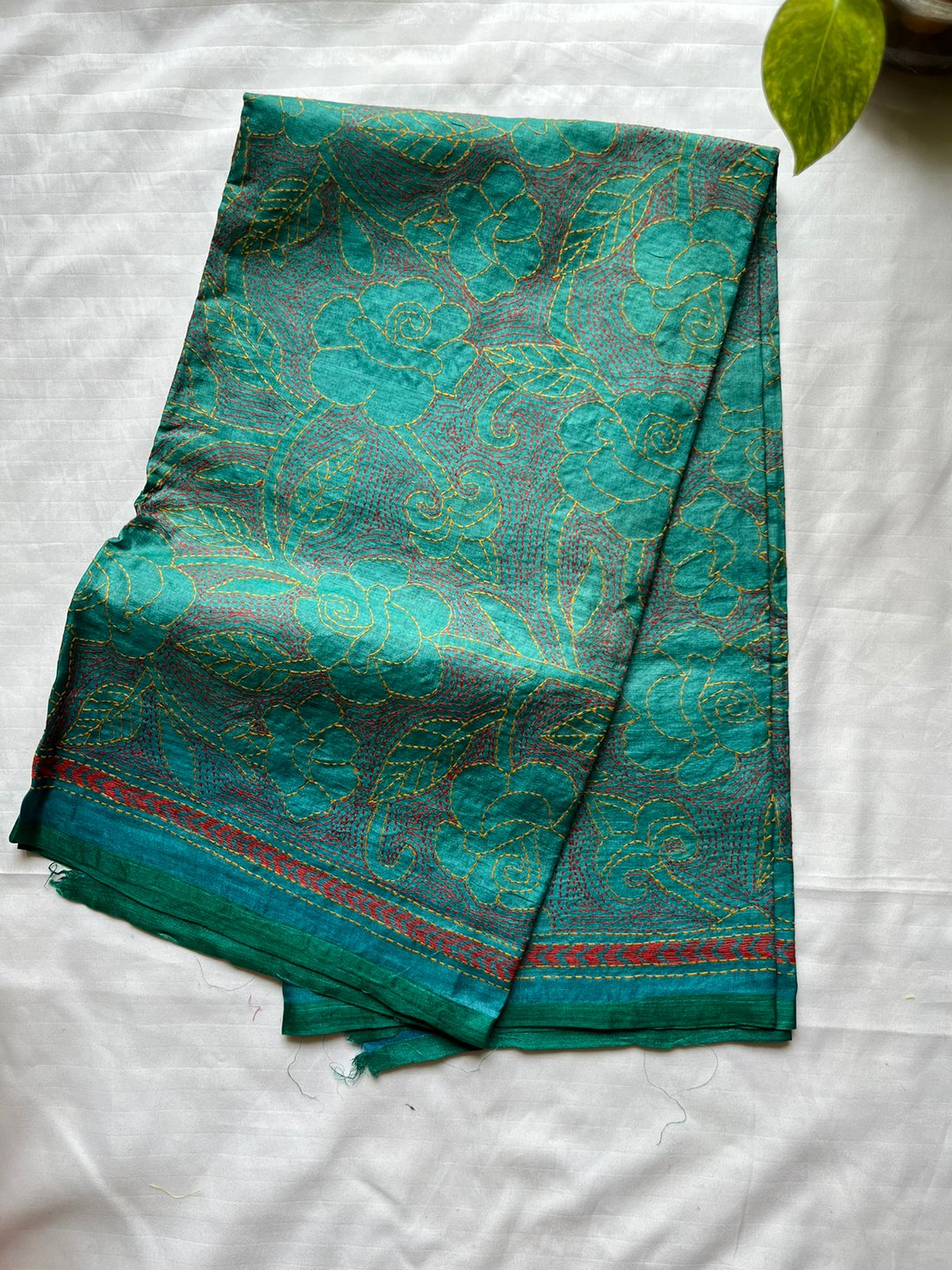 Pure Tusshar Silk Hand Embroidered Dupatta 36"