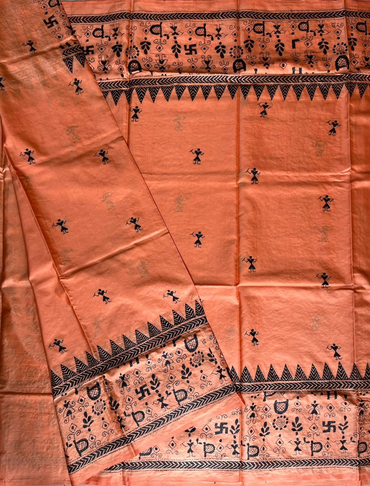 Kantha Stitch Hand Work Embroidered Art Silk Saree With Blouse