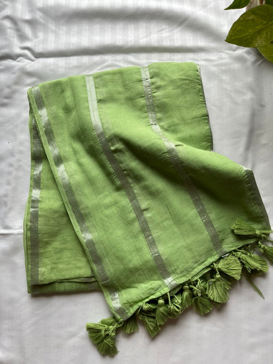 Pure Mul Cotton Saree - Green