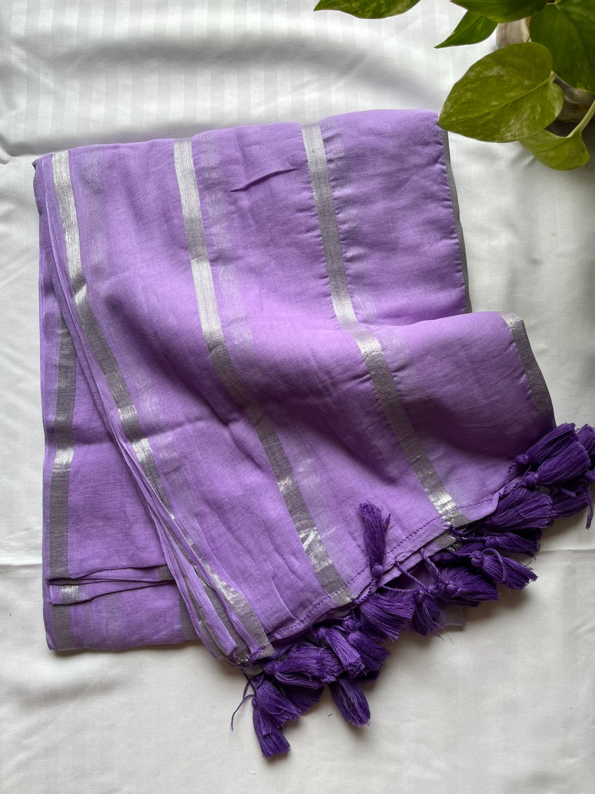 Pure Mul Cotton Saree - Lavender