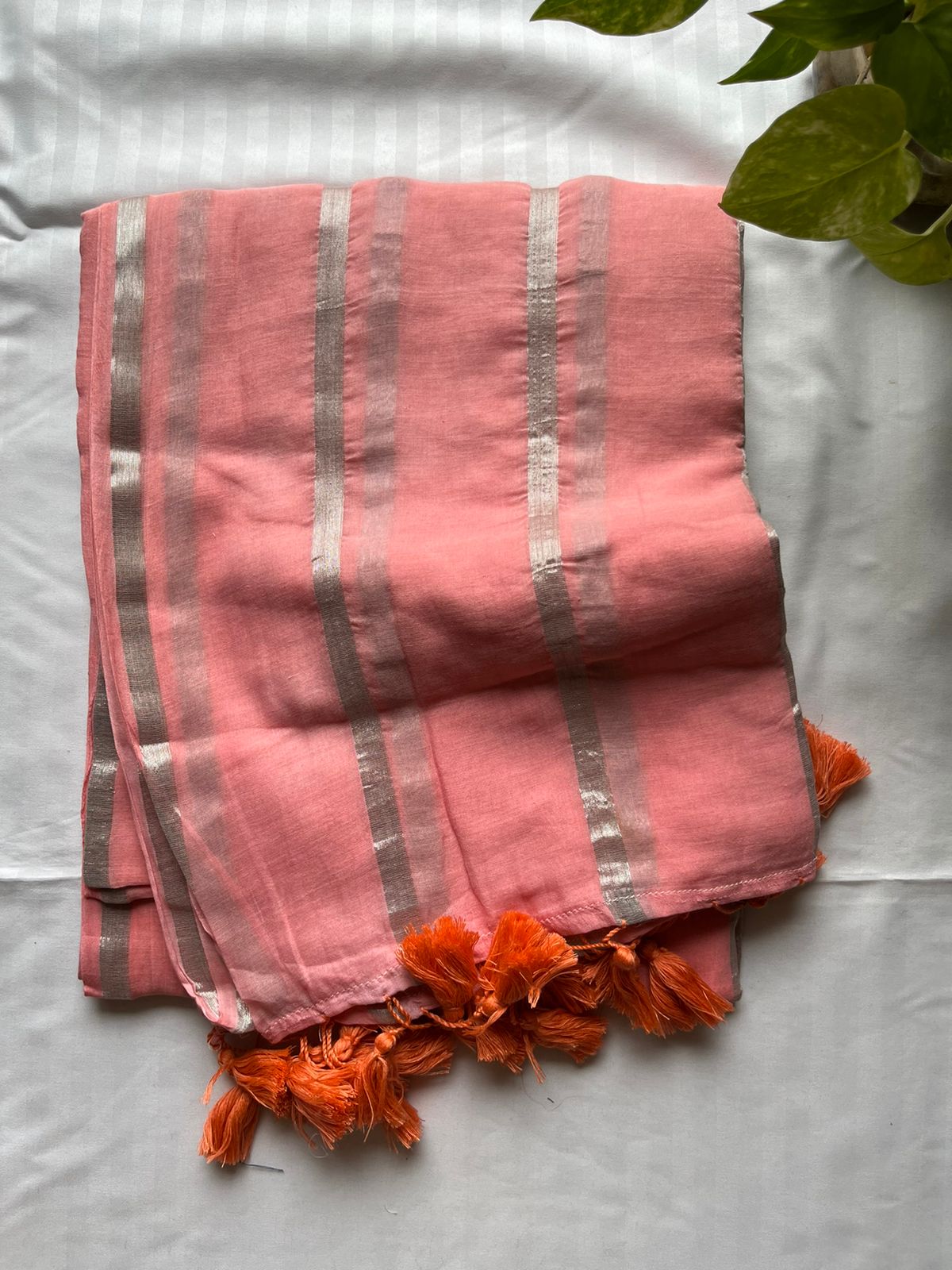 Pure Mul Cotton Saree - Peach