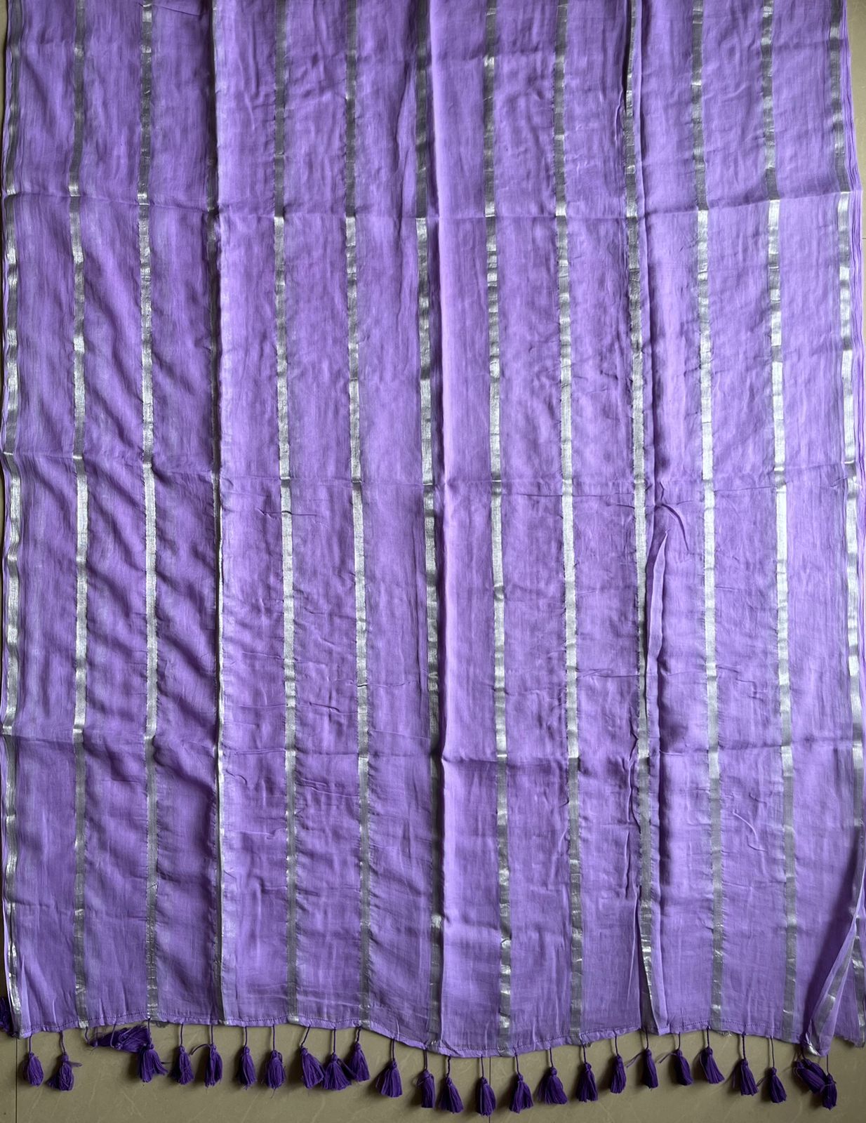 Pure Mul Cotton Saree - Lavender