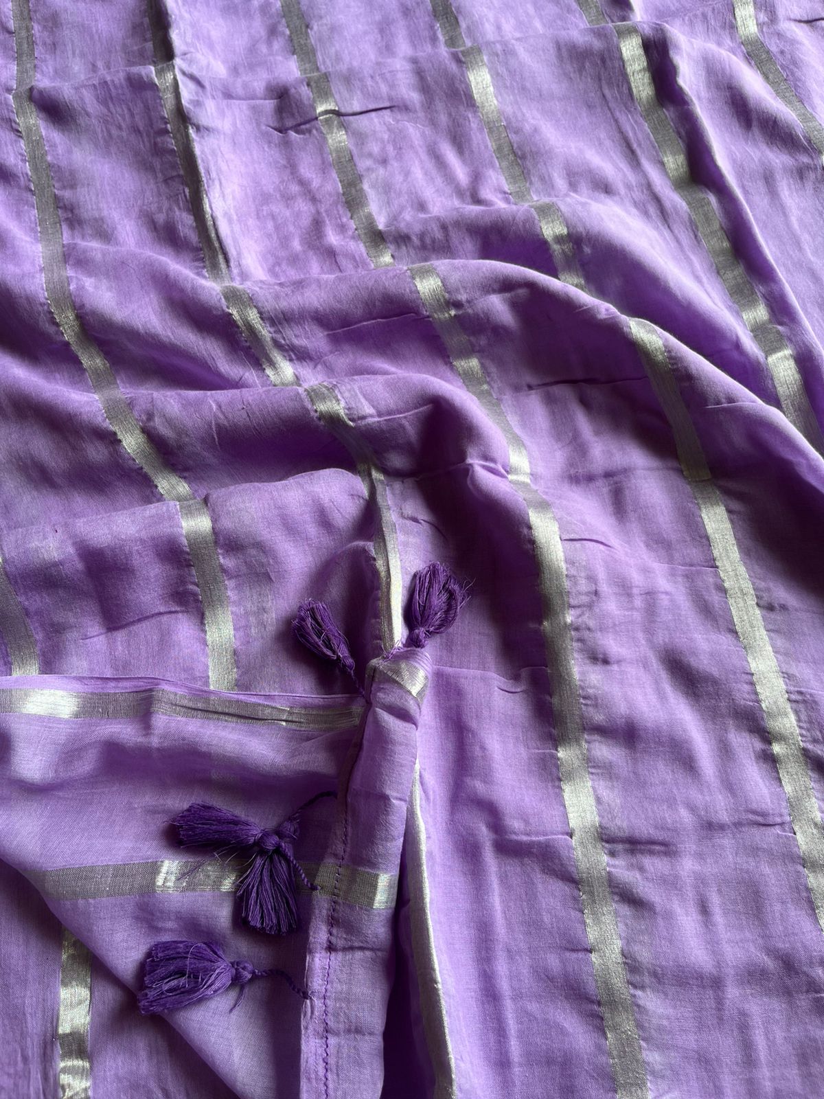 Pure Mul Cotton Saree - Lavender