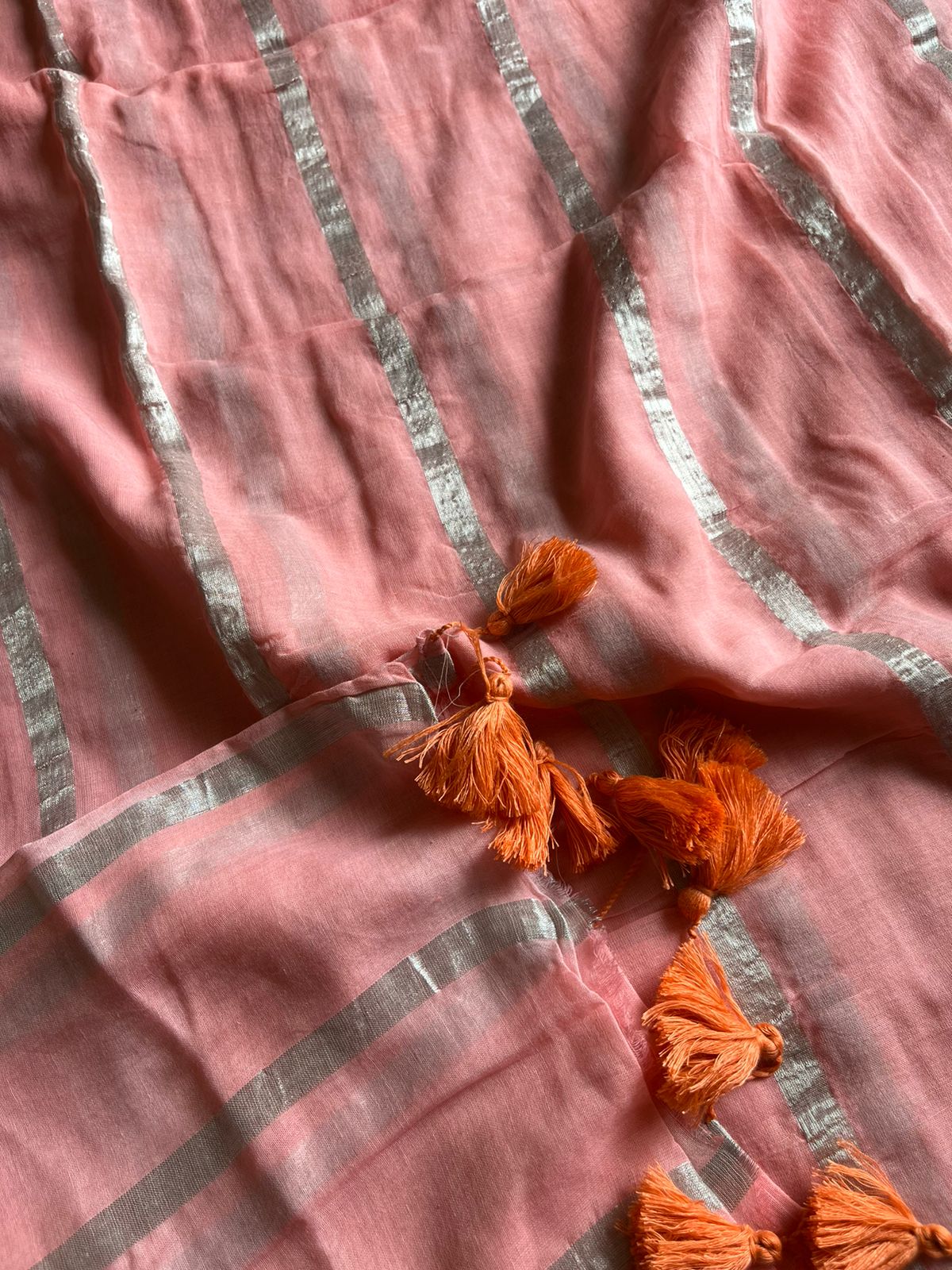 Pure Mul Cotton Saree - Peach