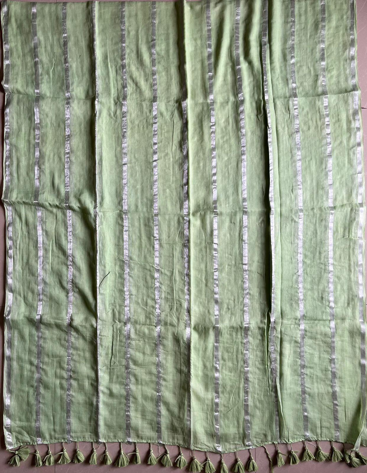 Pure Mul Cotton Saree - Green