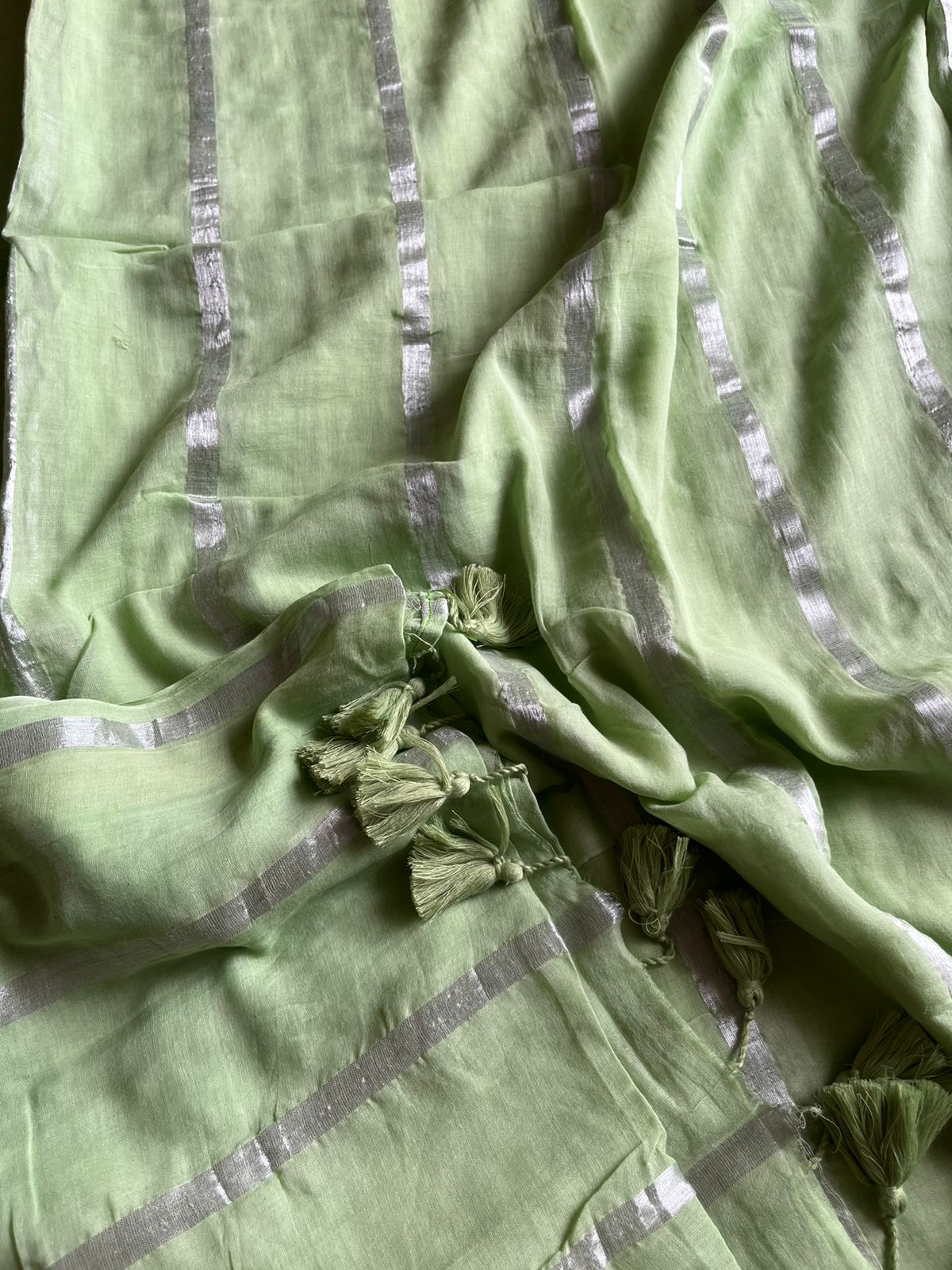 Pure Mul Cotton Saree - Green