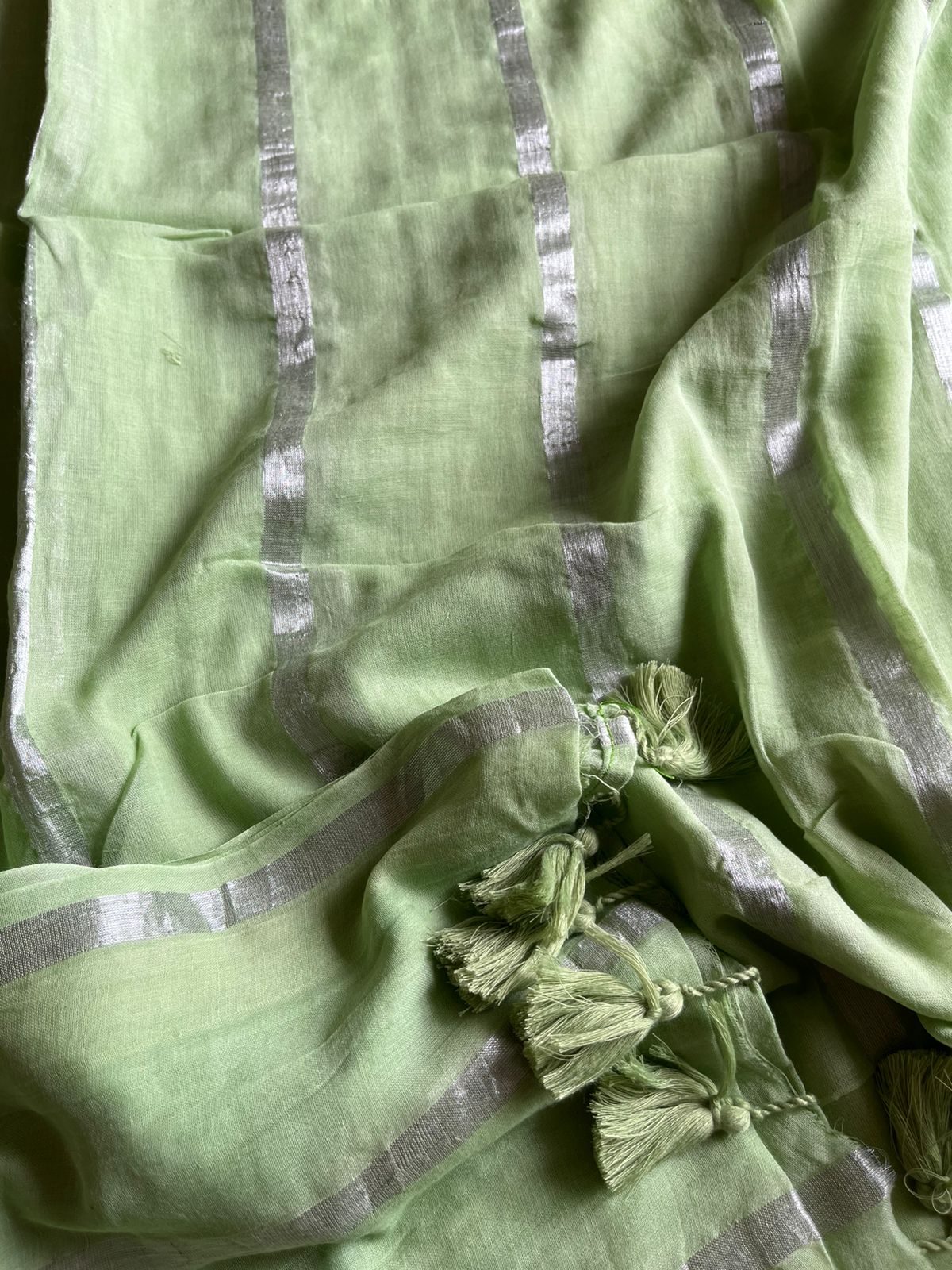 Pure Mul Cotton Saree - Green