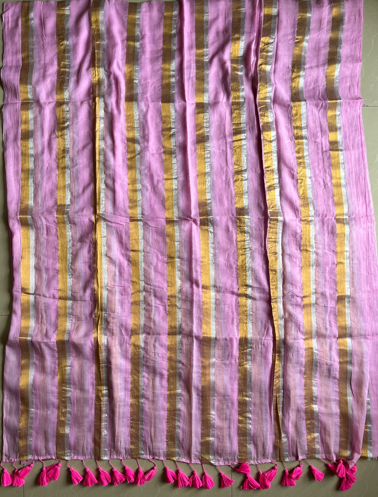 Pure Mul Cotton Saree - Pink