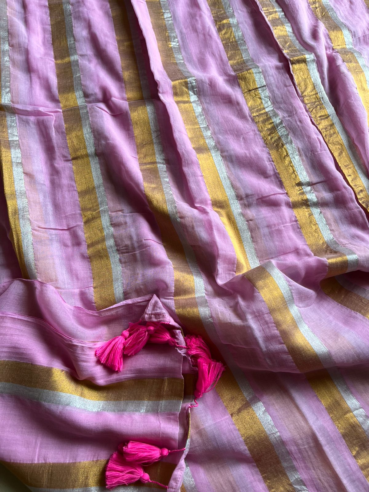 Pure Mul Cotton Saree - Pink