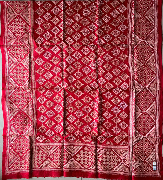 Kantha Stitch Hand Embroidary Full Work Pure Banglore Silk Dupatta.(With Silk Mark)