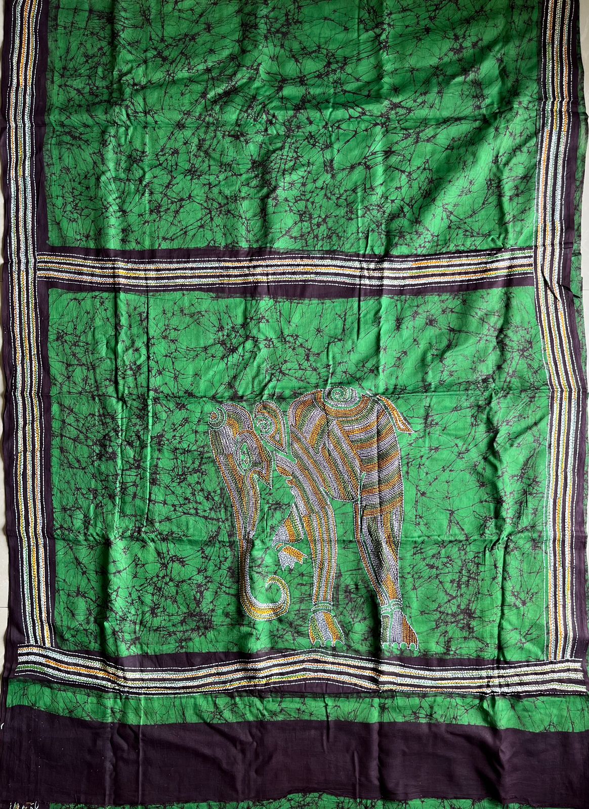 Kantha stitch Hand Batik Very Soft Cotton Traditional Saree