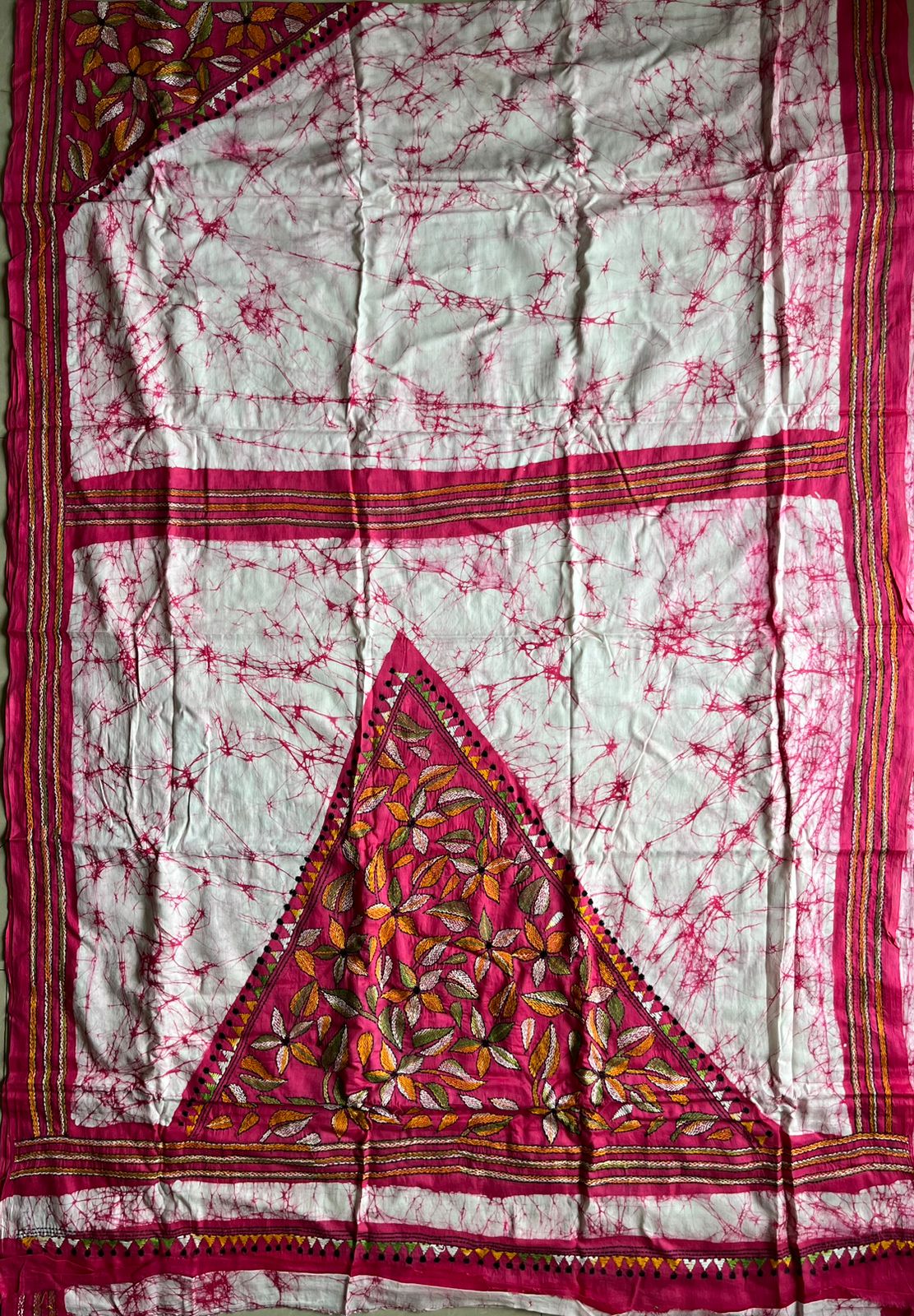 Kantha stitch Hand Batik Very Soft Cotton Traditional Saree